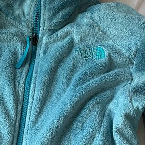 Blue north face fluffy zip up